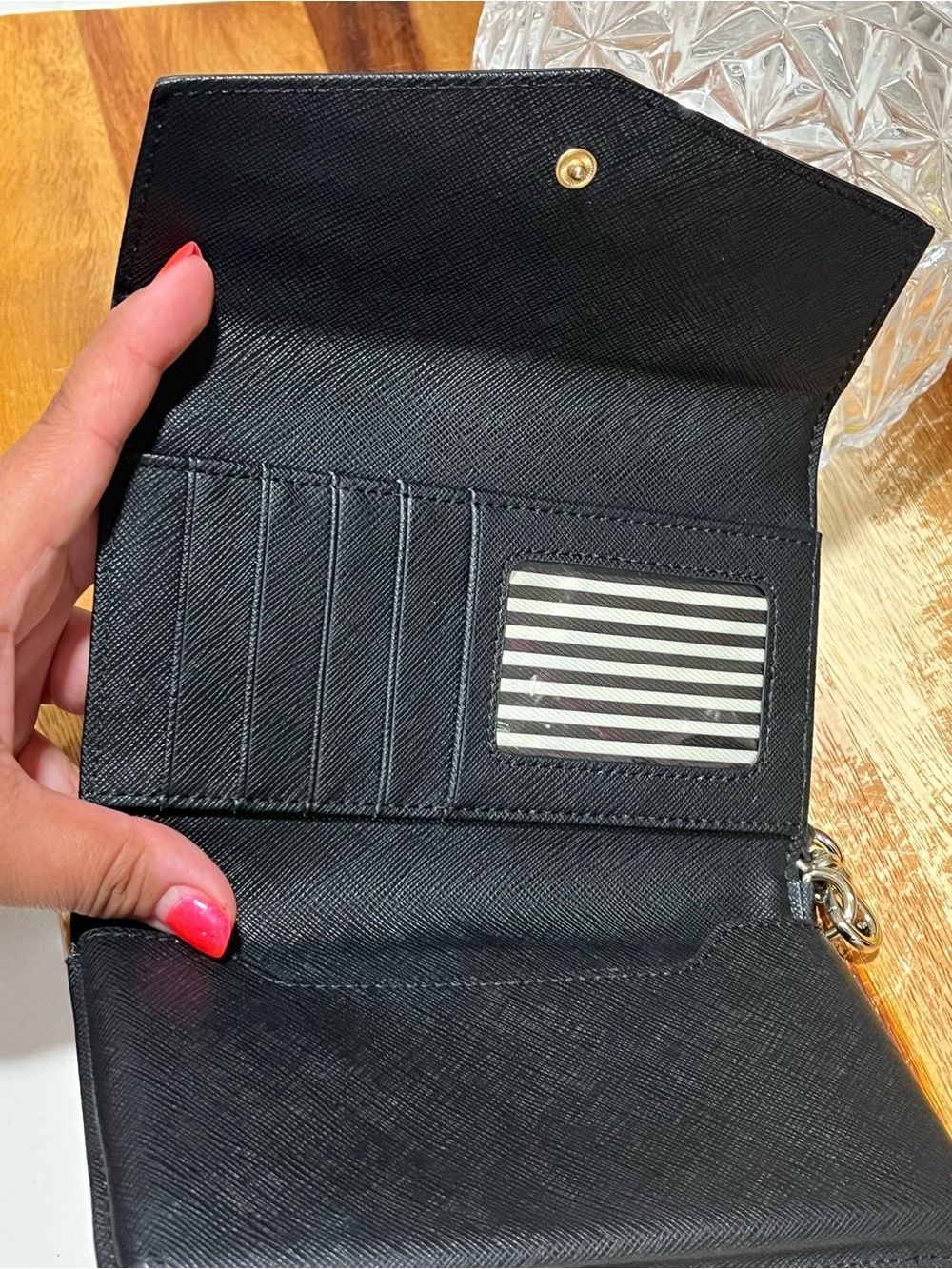 Kate Spade Laurel Way iPhone Wristlet Wallet Black Saffiano Leather EUC - Picture 7 of 9
